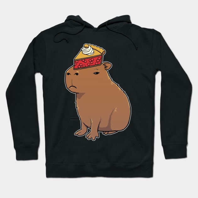 Capybara with Cherry Pie on its head Hoodie by capydays